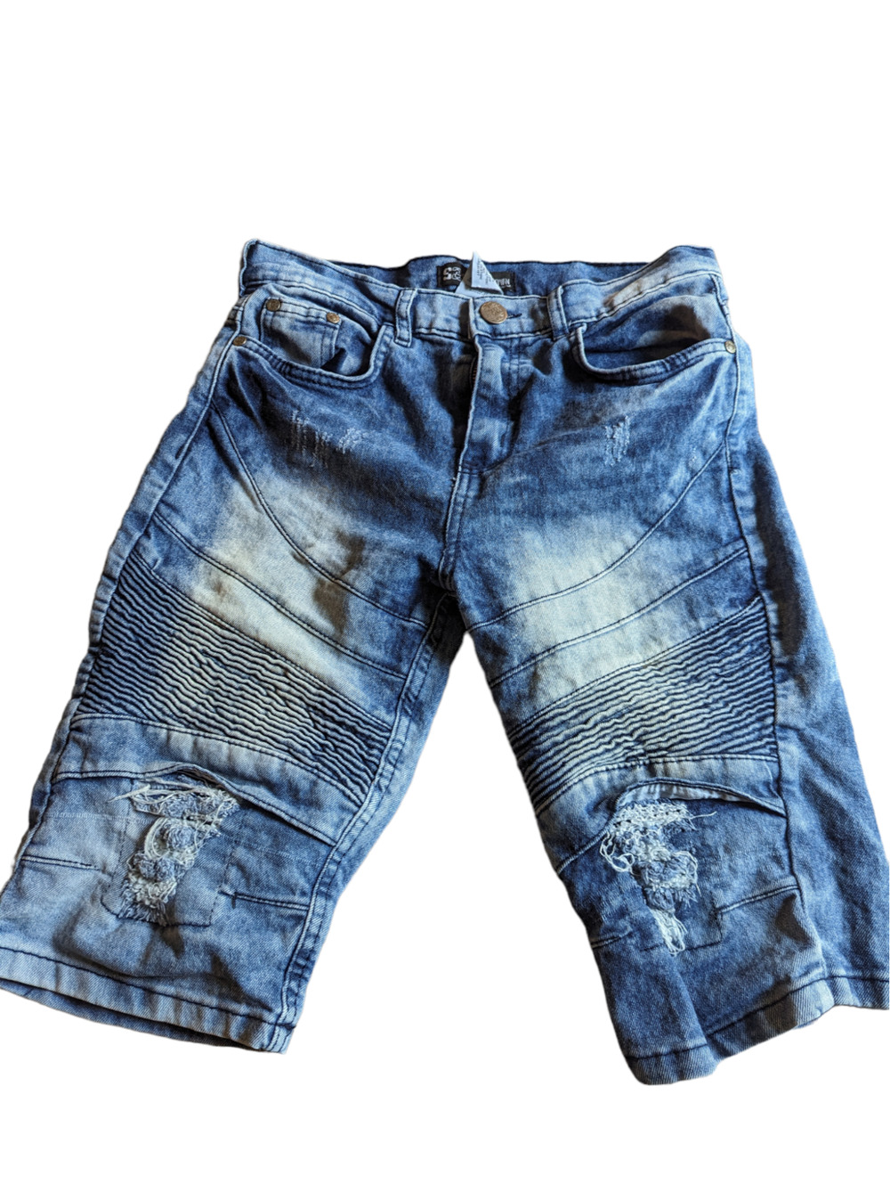 Sacred Crown Black Premium Jean Shorts Distressed Boys Size 14